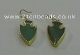 NGE5003 16*20mm - 18*25mm arrowhead green aventurine earrings