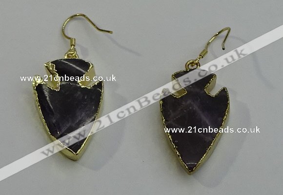 NGE5004 18*25mm - 20*30mm arrowhead amethyst earrings