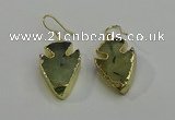 NGE5006 18*25mm - 20*30mm arrowhead green rutilated quartz earrings