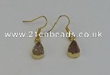 NGE5020 8*12mm teardrop druzy agate gemstone earrings wholesale