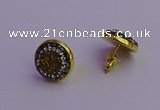 NGE5031 12mm - 14mm coin plated druzy agate gemstone earrings