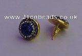 NGE5035 12mm - 14mm coin plated druzy agate gemstone earrings
