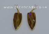 NGE5064 12*35mm - 15*40mm arrowhead yellow tiger eye pendants