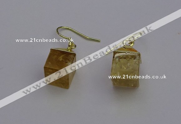 NGE5083 10*15mm cube citrine gemstone earrings wholesale