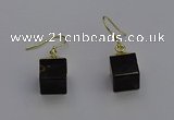 NGE5088 10*15mm cube smoky quartz gemstone earrings wholesale