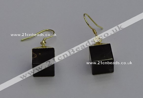 NGE5088 10*15mm cube smoky quartz gemstone earrings wholesale