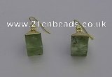 NGE5090 10*15mm cube green rutilated quartz gemstone earrings wholesale