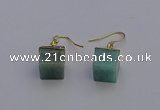 NGE5092 10*15mm cube amazonite gemstone earrings wholesale