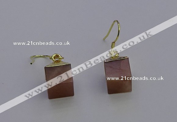 NGE5094 10*15mm cube moonstone gemstone earrings wholesale