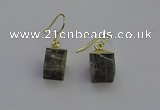 NGE5096 10*15mm cube labradorite gemstone earrings wholesale