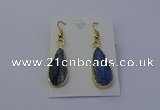 NGE5104 12*25mm flat teardrop blue kyanite earrings wholesale