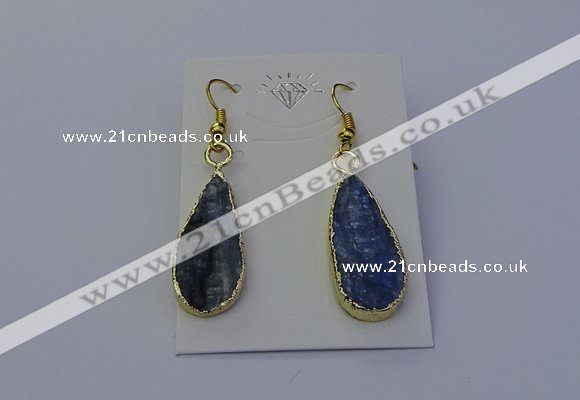 NGE5104 12*25mm flat teardrop blue kyanite earrings wholesale