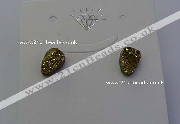 NGE5114 5*8mm freeform plated druzy quartz earrings wholesale