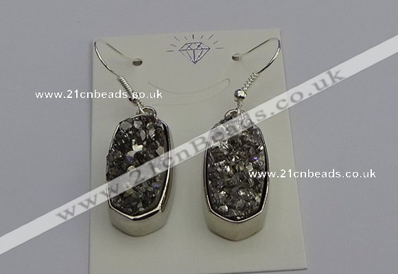 NGE5121 10*22mm - 12*25mm freeform plated druzy quartz earrings