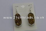 NGE5122 10*22mm - 12*25mm freeform plated druzy quartz earrings