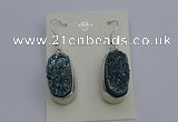 NGE5123 10*22mm - 12*25mm freeform plated druzy quartz earrings