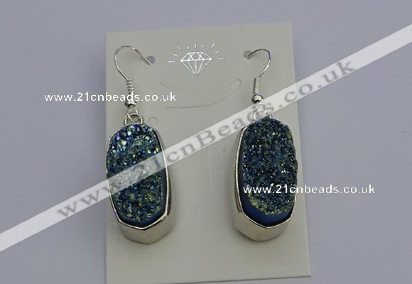 NGE5123 10*22mm - 12*25mm freeform plated druzy quartz earrings