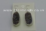 NGE5124 10*22mm - 12*25mm freeform plated druzy quartz earrings