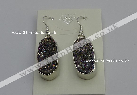 NGE5124 10*22mm - 12*25mm freeform plated druzy quartz earrings