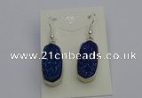 NGE5125 10*22mm - 12*25mm freeform plated druzy quartz earrings