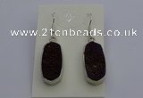 NGE5126 10*22mm - 12*25mm freeform plated druzy quartz earrings