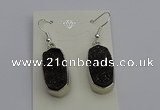 NGE5127 10*22mm - 12*25mm freeform plated druzy quartz earrings