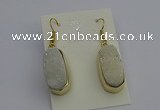 NGE5130 10*22mm - 12*25mm freeform plated druzy quartz earrings