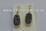 NGE5131 10*22mm - 12*25mm freeform plated druzy quartz earrings