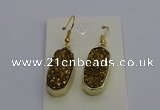 NGE5132 10*22mm - 12*25mm freeform plated druzy quartz earrings