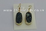 NGE5133 10*22mm - 12*25mm freeform plated druzy quartz earrings