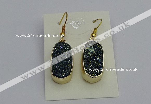 NGE5133 10*22mm - 12*25mm freeform plated druzy quartz earrings