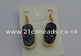 NGE5134 10*22mm - 12*25mm freeform plated druzy quartz earrings