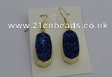 NGE5135 10*22mm - 12*25mm freeform plated druzy quartz earrings