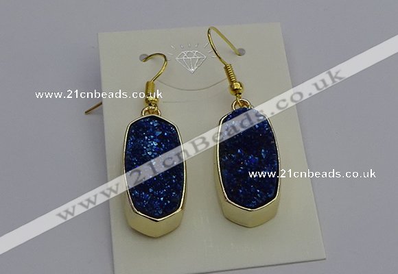 NGE5135 10*22mm - 12*25mm freeform plated druzy quartz earrings