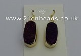 NGE5136 10*22mm - 12*25mm freeform plated druzy quartz earrings