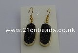 NGE5137 10*22mm - 12*25mm freeform plated druzy quartz earrings