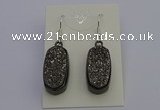 NGE5141 10*22mm - 12*25mm freeform plated druzy quartz earrings