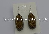 NGE5142 10*22mm - 12*25mm freeform plated druzy quartz earrings