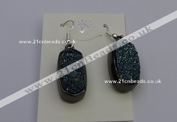 NGE5143 10*22mm - 12*25mm freeform plated druzy quartz earrings