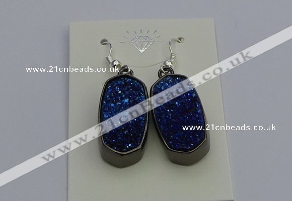 NGE5147 10*22mm - 12*25mm freeform plated druzy quartz earrings