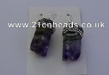 NGE5150 12*20mm - 10*25mm freeform amethyst earrings wholesale