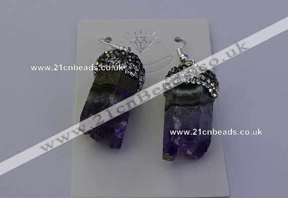 NGE5150 12*20mm - 10*25mm freeform amethyst earrings wholesale