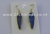 NGE5158 8*25mm flat teardrop blue kyanite earrings wholesale
