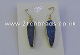 NGE5158 8*25mm flat teardrop blue kyanite earrings wholesale