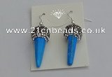 NGE5166 10*30mm faceted cone white howlite turquoise earrings