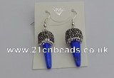NGE5168 10*30mm faceted cone white howlite turquoise earrings