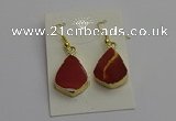 NGE5170 15*20mm flat teardrop mookaite gemstone earrings