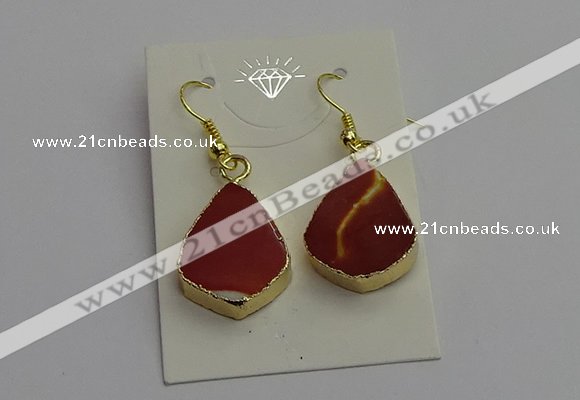 NGE5170 15*20mm flat teardrop mookaite gemstone earrings