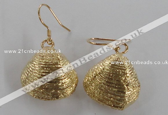 NGE54 18*20mm - 20*22mm freeform plated shell fossil earrings