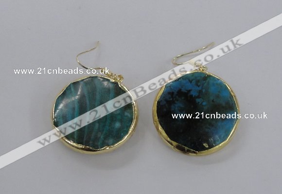 NGE58 30mm flat round agate gemstone earrings wholesale